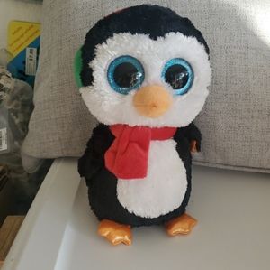 TY 6" Penguin Beanie Boos North Plush Glitter Eyes Beanbag Toy